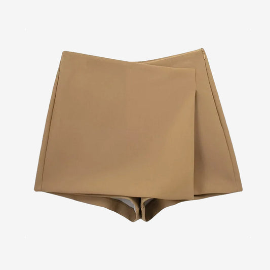 Asymmetric Skort High Waist Side Zipper