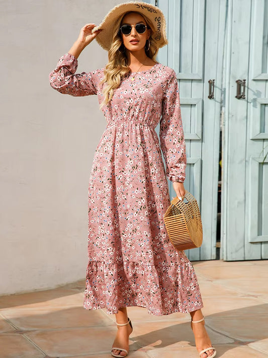 Olivia Dress Long Sleeve High Waist Chiffon Floral