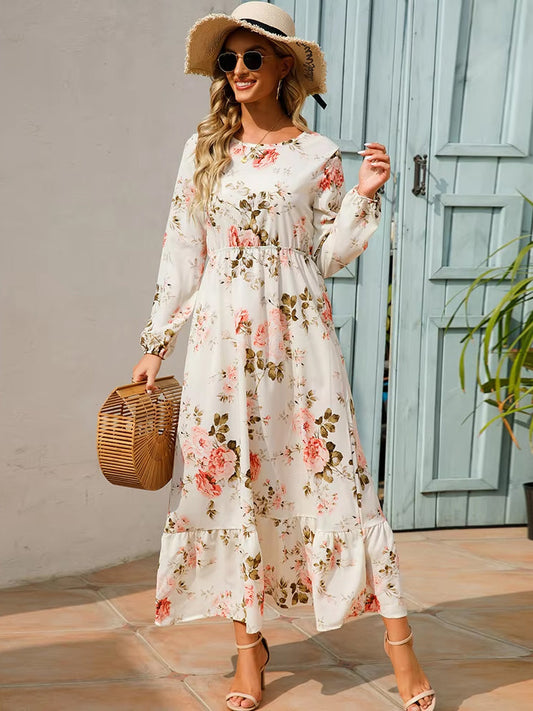 Olivia Dress Long Sleeve High Waist Chiffon Floral